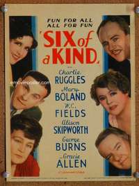 j011 SIX OF A KIND mini movie window card '34 W.C. Fields, Ruggles
