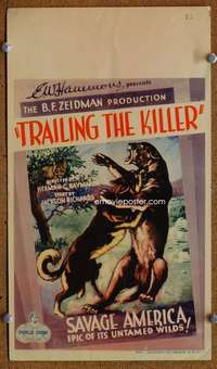 j016 TRAILING THE KILLER mini movie window card '32 mountain lion!