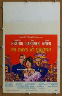 j048 55 DAYS AT PEKING movie window card '63 Heston, Gardner, Niven