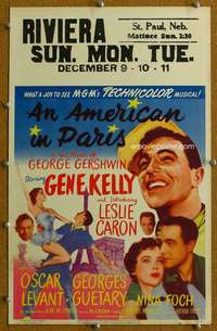j054 AMERICAN IN PARIS movie window card '51 Gene Kelly classic!