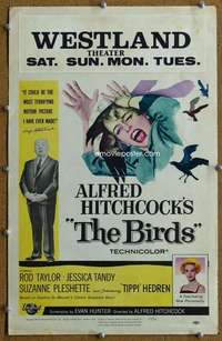 j066 BIRDS movie window card '63 Alfred Hitchcock, Tippi Hedren