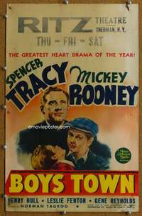j068 BOYS TOWN movie window card '38 Spencer Tracy, Mickey Rooney