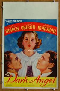 j091 DARK ANGEL movie window card '35 Fredric March, Merle Oberon