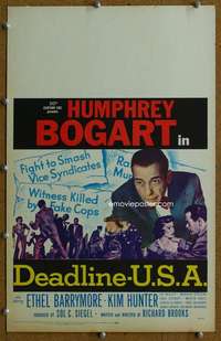 j093 DEADLINE-USA movie window card '52 Humphrey Bogart, newspaper