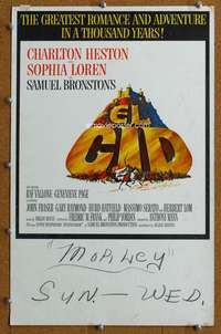 j100 EL CID movie window card '61 Charlton Heston, Sophia Loren