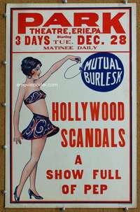 j027 HOLLYWOOD SCANDALS theater window card '30s sexy burlesque show!
