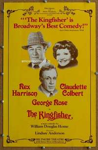 j030 KINGFISHER theater window card '78 Rex Harrison, Claudette Colbert