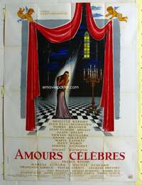 k088 FAMOUS LOVE AFFAIRS French one-panel movie poster '61 Bobet artwork!