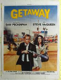 k103 GETAWAY French one-panel movie poster R85 Steve McQueen, Ali McGraw