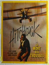 k145 NORTH BY NORTHWEST CinePoster REPRO French 1p 1987 Cary Grant & cropduster, Hitchcock classic!