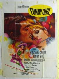 k100 FUNNY GIRL French one-panel movie poster '69 Barbra Streisand, Sharif