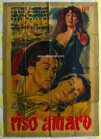 k352 BITTER RICE Italian one-panel movie poster '48 Mangano, Ciriello art!