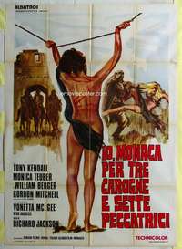 k350 BIG BUST-OUT Italian one-panel movie poster '72 cage of wild desire!
