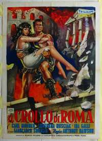 k382 FALL OF ROME Italian one-panel movie poster '62 sexy sword & sandal art!