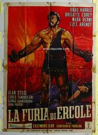 k390 FURY OF HERCULES Italian one-panel movie poster '63 Brad Harris