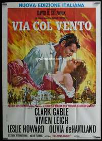 k396 GONE WITH THE WIND Italian one-panel movie poster R70s Clark Gable,Leigh