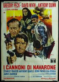 k401 GUNS OF NAVARONE Italian one-panel movie poster R60s Peck, Niven, Quinn