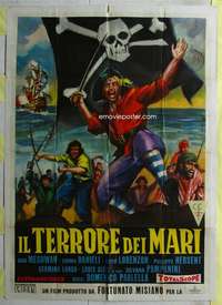 k402 GUNS OF THE BLACK WITCH Italian one-panel movie poster '61 pirates!