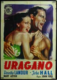 k411 HURRICANE Italian one-panel movie poster R50s Dorothy Lamour, Jon Hall