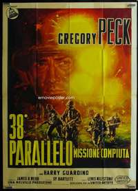 k459 PORK CHOP HILL Italian one-panel movie poster '59 Peck, Korean War!