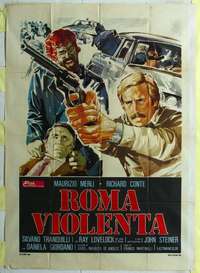 k502 VIOLENT CITY Italian one-panel movie poster '75 Richard Conte, Merli