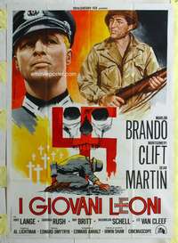 k508 YOUNG LIONS Italian one-panel movie poster R1977 Brando, Dean Martin