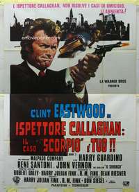 k280 DIRTY HARRY Italian two-panel movie poster R70s Clint Eastwood classic!