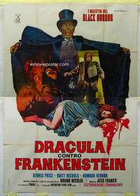 k284 DRACULA PRISONER OF FRANKENSTEIN Italian two-panel movie poster '73