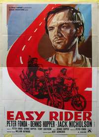k285 EASY RIDER Italian two-panel movie poster R70s Peter Fonda, Dennis Hopper