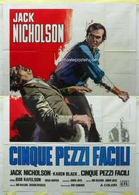 k287 FIVE EASY PIECES Italian 2p R77 different art of Jack Nicholson, directed by Bob Rafelson!