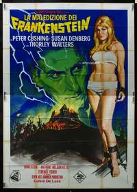 k288 FRANKENSTEIN CREATED WOMAN Italian two-panel movie poster '67 sexy!