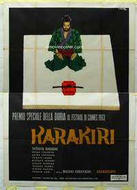 k295 HARAKIRI Italian two-panel movie poster '62 Kobayashi, ritual suicide!