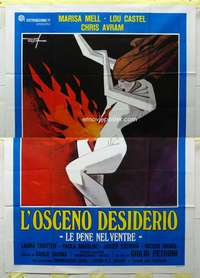 k309 OBSCENE DESIRE Italian two-panel movie poster '78 cool Deseta art!