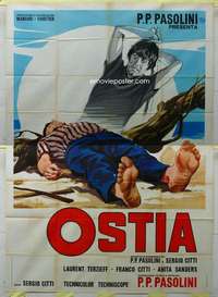 k312 OSTIA Italian two-panel movie poster '70 Pier Paolo Pasolini, wild!