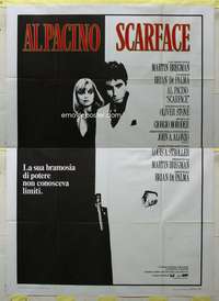 k314 SCARFACE Italian two-panel movie poster '83 Al Pacino, Brian De Palma