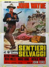 k316 SEARCHERS Italian two-panel movie poster R71 John Wayne, John Ford