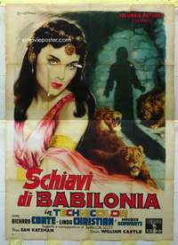 k318 SLAVES OF BABYLON Italian two-panel movie poster '53 Ballester art!