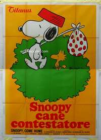 k319 SNOOPY COME HOME Italian two-panel movie poster '72 Peanuts, Schulz