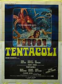 k322 TENTACLES Italian two-panel movie poster '77 AIP, great octopus image!