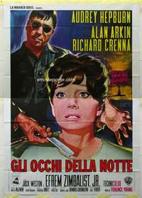 k329 WAIT UNTIL DARK Italian two-panel movie poster R70s blind Audrey Hepburn!