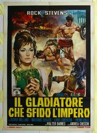 k364 CHALLENGE OF THE GLADIATOR Italian one-panel movie poster '65 Lupus