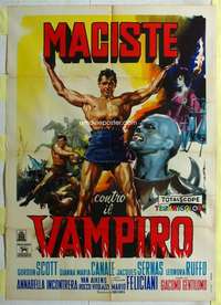k395 GOLIATH & THE VAMPIRES Italian one-panel movie poster '61 Gordon Scott