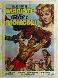 k407 HERCULES AGAINST THE MONGOLS Italian one-panel movie poster '63 Forest