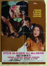 k195 GETAWAY large Italian photobusta movie poster '72 Steve McQueen