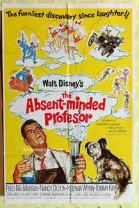 p014 ABSENT-MINDED PROFESSOR one-sheet movie poster '61 Disney, Flubber!