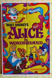 p022 ALICE IN WONDERLAND one-sheet movie poster R74 Walt Disney classic!