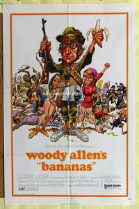 p069 BANANAS one-sheet movie poster '71 Woody Allen, Jack Davis art!