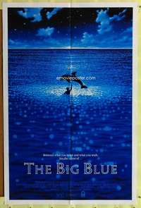 p082 BIG BLUE one-sheet movie poster '88 Luc Besson, cool dolphin image!