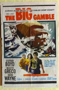 p084 BIG GAMBLE one-sheet movie poster '61 Stephen Boyd, Juliette Greco