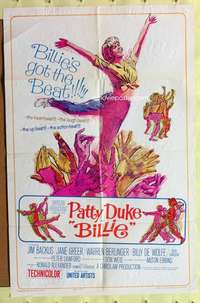 p090 BILLIE style B one-sheet movie poster '65 Patty Duke, Backus, Greer